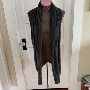 InCashmere Charcoal Cashmere Open Vest XL